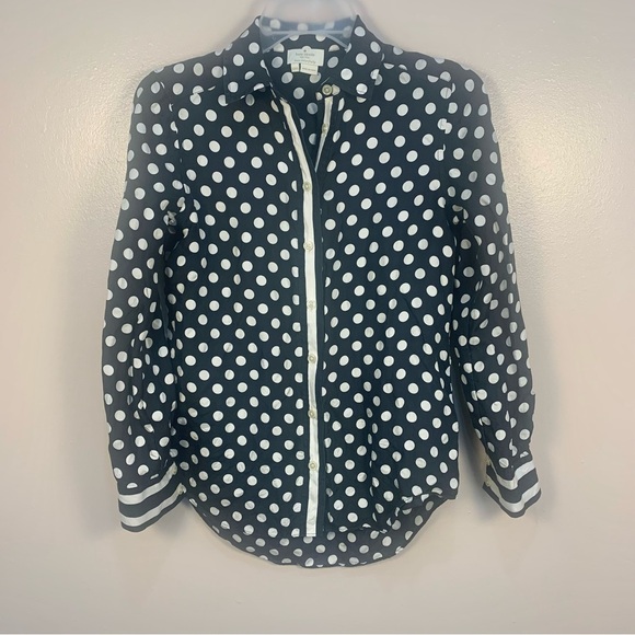 kate spade Tops - Kate Spade Polka Dot 100% Silk Button Down Shirt Blouse